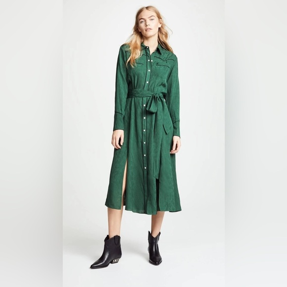 New! Veronica Beard Spur Western Silk Dress in Green 💚 size 8 NWT! - Picture 5 of 7